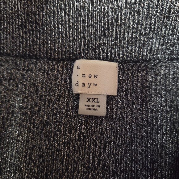 Womens Silver Metallic Midi Skirt XXL A New Day Elastic Waist Side Slit - Picture 4 of 7